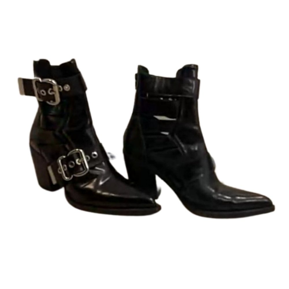 Jeffrey Campbel black buckle boots